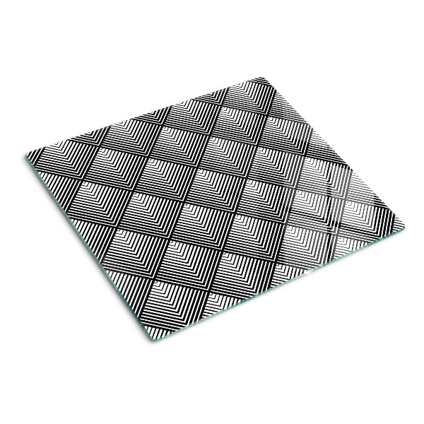 Glasschneidebrett Geometrie in Schwarz und Weiß