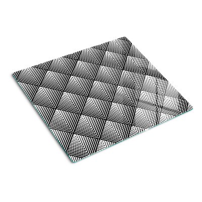 Glasschneidebrett Geometrie in Schwarz und Weiß
