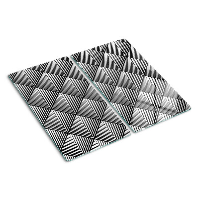 Glasschneidebrett Geometrie in Schwarz und Weiß
