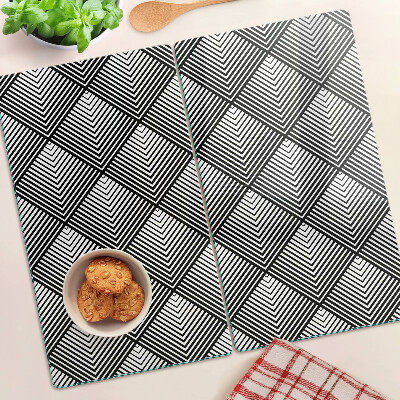Glasschneidebrett Geometrie in Schwarz und Weiß