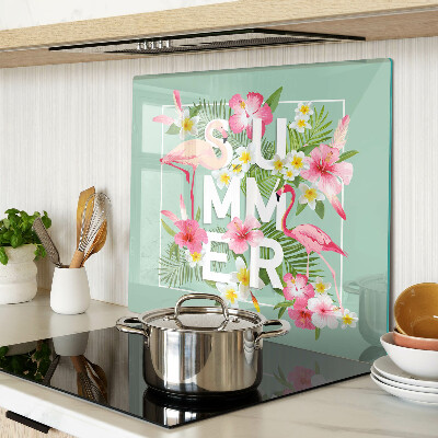 Schneidebrett glas Sommerblumen und Flamingos