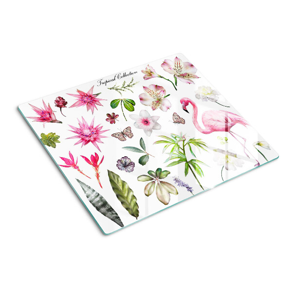 Glasschneidebrett Tropische Blumen- und Vogelsammlung