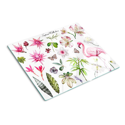 Glasschneidebrett Tropische Blumen- und Vogelsammlung