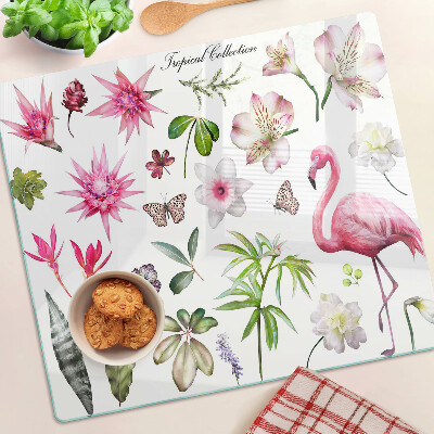 Glasschneidebrett Tropische Blumen- und Vogelsammlung
