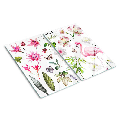 Glasschneidebrett Tropische Blumen- und Vogelsammlung