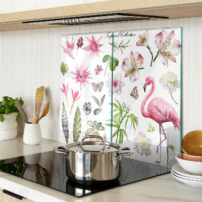 Glasschneidebrett Tropische Blumen- und Vogelsammlung