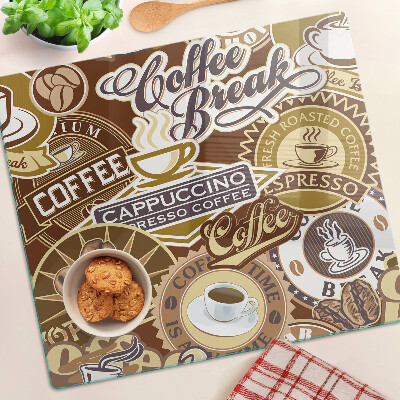 Schneidebrett glas Kaffee und Espresso