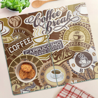 Schneidebrett glas Kaffee und Espresso