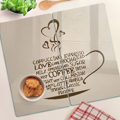 Schneidebrett glas Kaffee und Herz