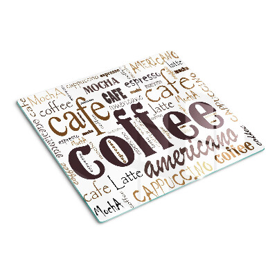 Schneidebrett glas Kaffee und Kaffeegetränke