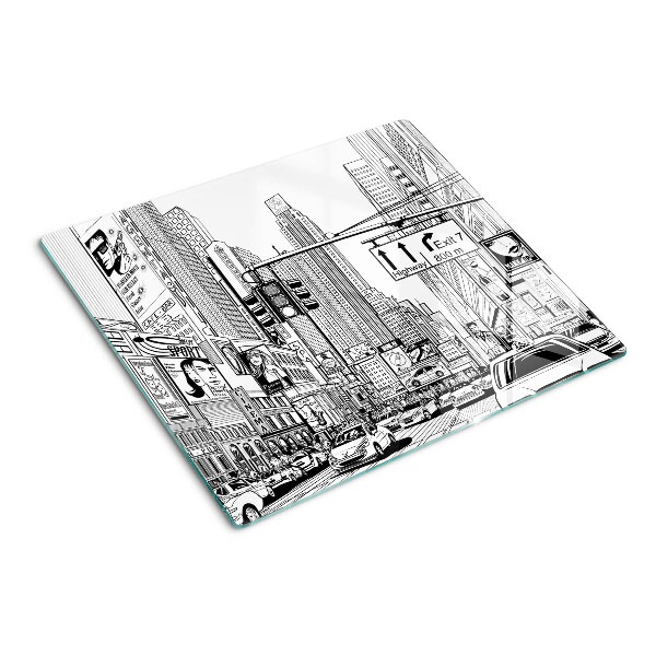 Schneidebrett glas New York im Comic-Stil