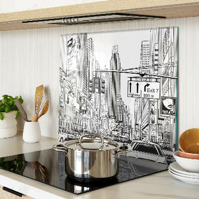 Schneidebrett glas New York im Comic-Stil