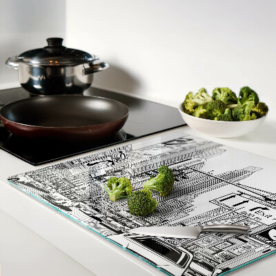 Schneidebrett glas New York im Comic-Stil