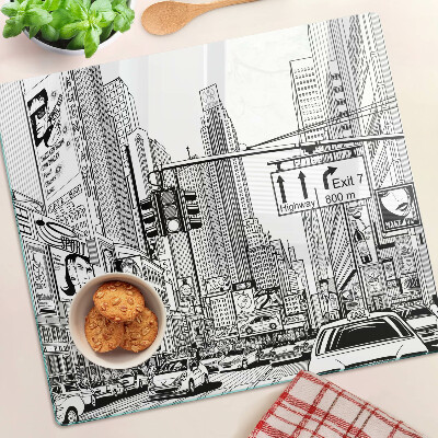 Schneidebrett glas New York im Comic-Stil