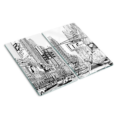 Schneidebrett glas New York im Comic-Stil