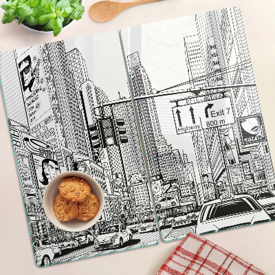 Schneidebrett glas New York im Comic-Stil