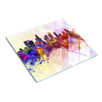 Glasschneidebrett Aquarell Stadtsilhouette Landschaft