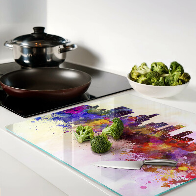 Glasschneidebrett Aquarell Stadtsilhouette Landschaft