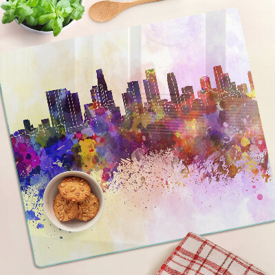 Glasschneidebrett Aquarell Stadtsilhouette Landschaft