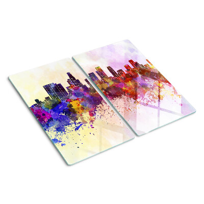 Glasschneidebrett Aquarell Stadtsilhouette Landschaft