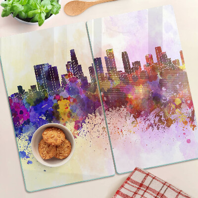 Glasschneidebrett Aquarell Stadtsilhouette Landschaft