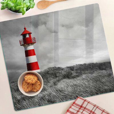 Schneidebrett glas Leuchtturm in der Landschaft