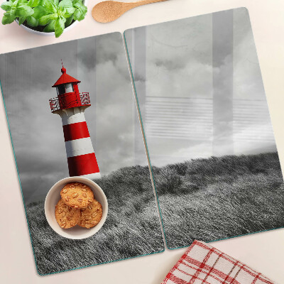 Schneidebrett glas Leuchtturm in der Landschaft