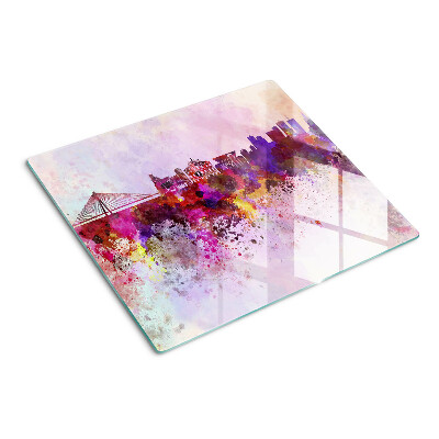 Glasschneidebrett Stadt im Aquarellstil