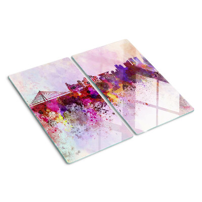 Glasschneidebrett Stadt im Aquarellstil