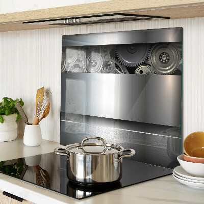 Schneidebrett glas Mechanische Zahnräder und metallische Oberflächen