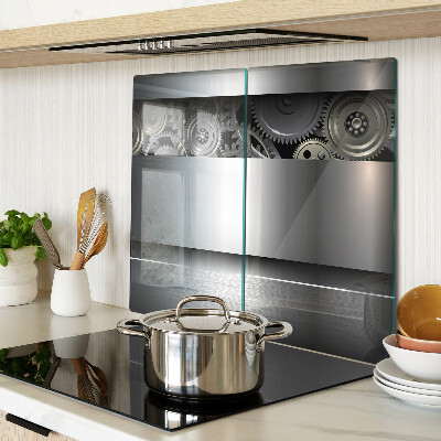Schneidebrett glas Mechanische Zahnräder und metallische Oberflächen
