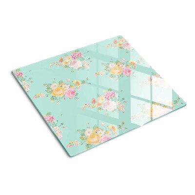 Schneidebrett glas Blumenmuster in Pastellfarben