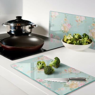 Schneidebrett glas Blumenmuster in Pastellfarben