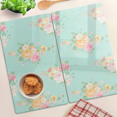 Schneidebrett glas Blumenmuster in Pastellfarben