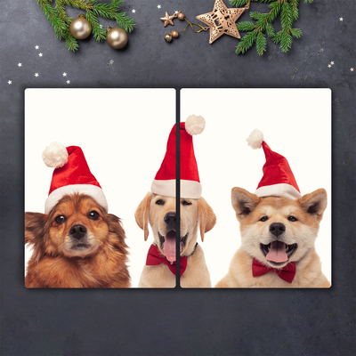 Glas Ceranfeldabdeckung Spritzschutz Hunde Weihnachtsmann-Weihnachten