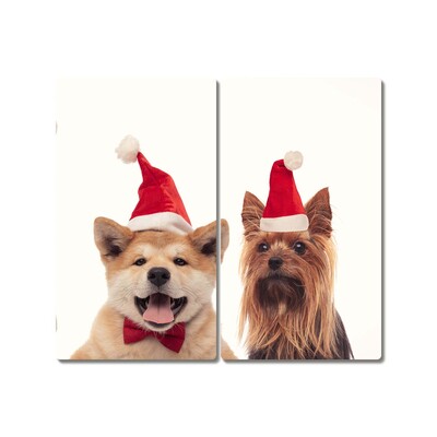 Glas Ceranfeldabdeckung Spritzschutz Hunde Weihnachtsmann-Weihnachten