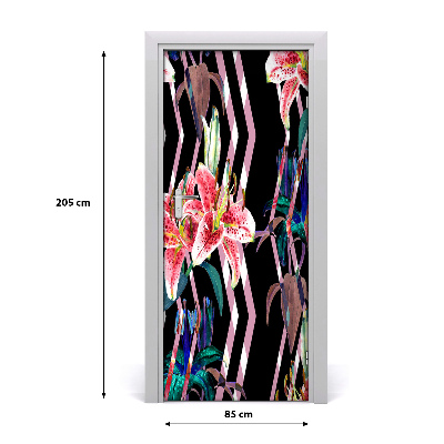 Selbstklebender aufkleber an der tür Lilien hintergrund
