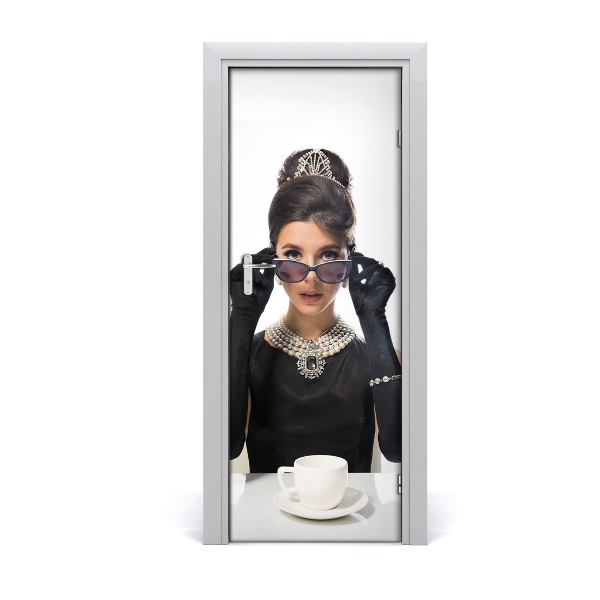 Selbstklebendes wandbild an der wand Frau in den gläsern
