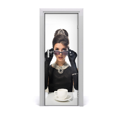Selbstklebendes wandbild an der wand Frau in den gläsern