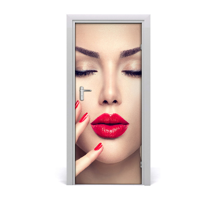 Selbstklebendes wandbild an der wand Rote lippen