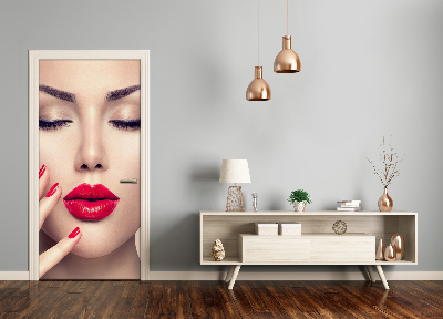 Selbstklebendes wandbild an der wand Rote lippen