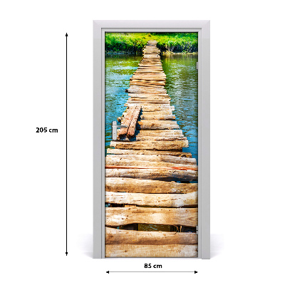 Selbstklebender aufkleber an der tür Holzbrücke