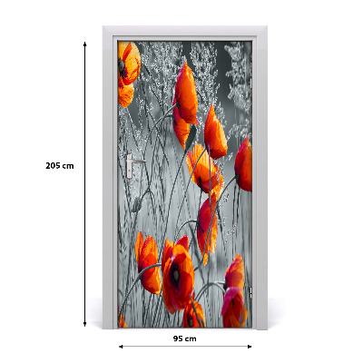 Selbstklebender aufkleber an der tür Wildblumen mohn