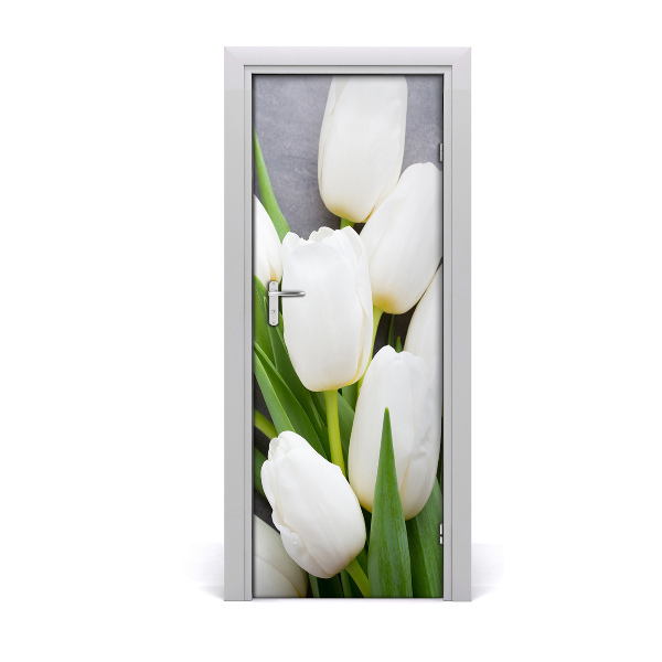 Selbstklebender aufkleber an der tür Weiße tulpen
