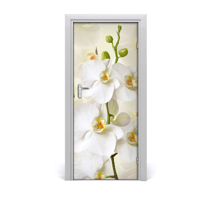 Selbstklebender aufkleber an der tür Weisse orchidee