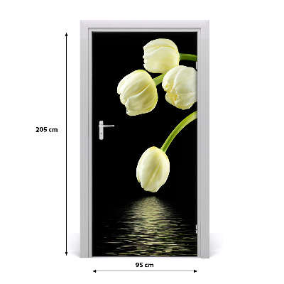 Selbstklebender aufkleber an der tür Weiße tulpen