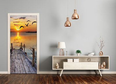 Selbstklebendes wandbild an der wand Holzsteg