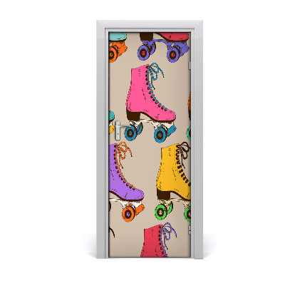 Selbstklebendes wandbild an der wand Rollschuhe farbig