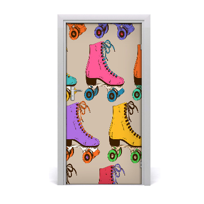Selbstklebendes wandbild an der wand Rollschuhe farbig