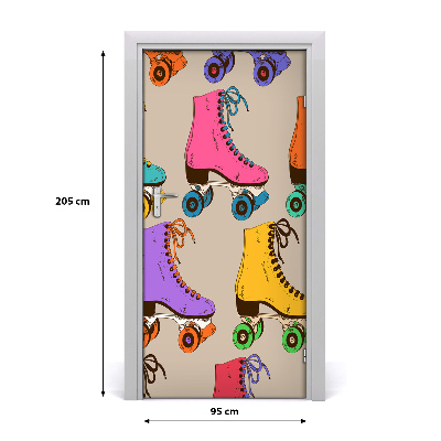 Selbstklebendes wandbild an der wand Rollschuhe farbig